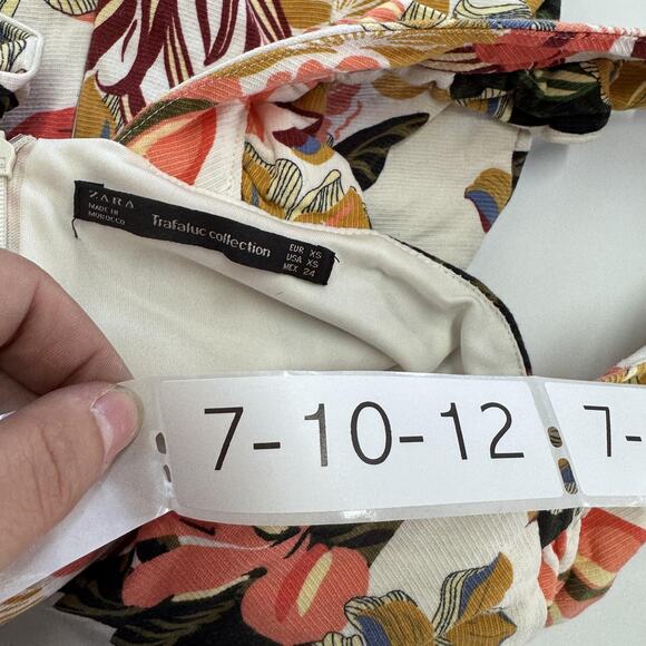 Zara Trafaluc Romper Womens XS Floral Ruffle Strap V Neck Side Zip Resort Summer - Picture 3 of 7